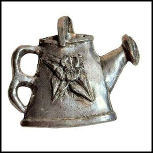 Vintage Brooch Pin‎ Watering Can Barker 1996 Pewter Signed Flower Gardening